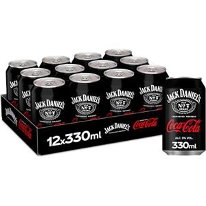 Coca-Cola Jack Daniel's & Coca-Cola, Bevanda Alcolica (5% Vol.) Pronta da Bere, a base di Whiskey e Coca-Cola - 1 Confezione da 12 Lattine da 33cl