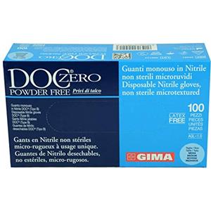 GIMA MOD DOC ZERO Guanto in polvere Nitrile con scatola Dispenser, Blu, medi, Confezione da 100