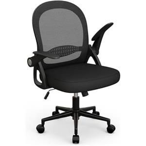 naspaluro Sedia Ufficio, Sedia Scrivania con Supporto Lombare, Poltrona Ufficio in Rete Traspirante, Sedia da Ufficio Ergonomica Braccioli e Altezza Regolabili, Nero