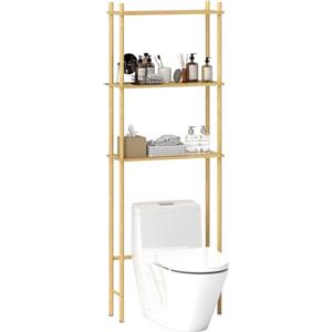 HOMCOM Scaffale da Bagno Sopra WC a 3 Ripiani, Mensola Portaoggetti da Bagno Salvaspazio in Bambù, Mobile Sopra Lavatrice per Lavanderia con Piedini Regolabili, Color Naturale
