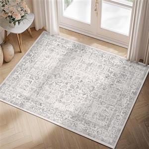 HUGEAR Tappeto tortora 60 x 90 cm - ingresso vintage cucina soggiorno interno camera da letto lavabile stuoia porta floreale retrò accento cucciolata sala da pranzo