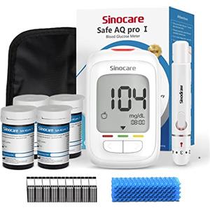 Sinocare Misuratore Glicemia, Glucometro con 100 Strisce Glicemia e 100 Lancette, Elettrodo d'argento più Preciso, Risultati in mg/dL