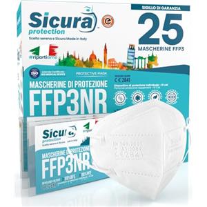 SICURA MASCHERINE CHIRURGICHE 25 Mascherine FFP3 Certificate CE Italia Made in Italy BFE ≥99% | PFE ≥99% Mascherina ffp3 SANIFICATA e sigillata singolarmente. Produzione 100% Italiane