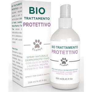 DNK TRADE Bio Pet Trattamento Protettivo Olio di Neem Spray per Cani e Gatti con Lavanda Menta e Tea Tree Effetto Barriera Repellente Naturale contro Pulci Zecche e Insetti - Flacone da 250ml