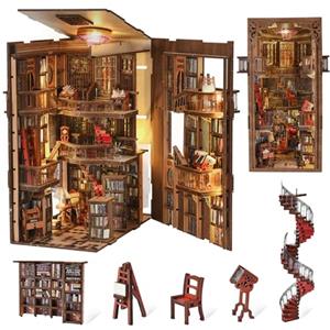 MiniCity Book Nook Kit, kit fai da te in miniatura per casa delle bambole Booknook, puzzle in legno 3D, decorazione per ragazzi e adulti (Abbey Library)