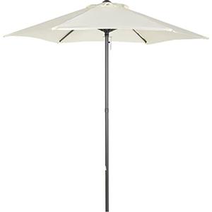 Outsunny Ombrellone da Giardino 2x2 m con Presa d'Aria, Ombrellone da Esterno con 6 Stecche in Alluminio e Poliestere 160 g/㎡, per Cortile, Terrazza e Balcone, Beige