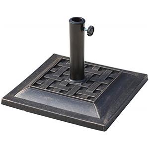 Outsunny Basamento per Ombrellone da Giardino in Resina e Acciaio in Stile Vintage, 44x44x32cm, Nero e Bronzo
