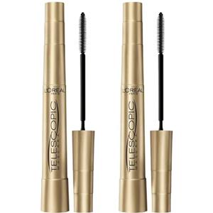 L'OREAL PARIS L'Oréal Paris Make-Up Designer Telescopic Black Mascara Allungante con Scovolino Flessibile per Definire Separare Ciglia Senza Grumi Colore Nero - 2 Cosmetici