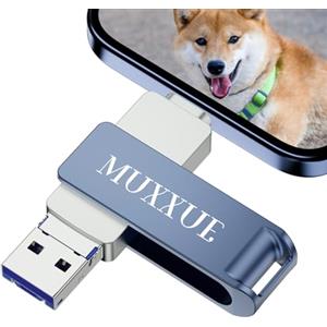 MUXXUE 3 in 1 Chiavetta USB 128GB per i-Phone, MUXXUE Chiavetta USB i-Phone, Chiavetta i-Phone Memoria Esterna per i-Phone, i-Pad, telefono Android,Mac, PC, Tablet,Backup foto/video con un clic