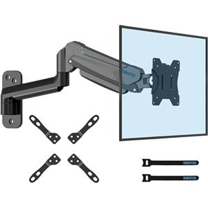 BONTEC Supporto Monitor Muro per Monitor 13-42 Pollici, Braccio Monitor Muro Singolo con Molla a Gas Ergonomico Regolabile in Altezza, Rotazione e Inclinabile, Max VESA 200x200 mm, Fino a 9kg