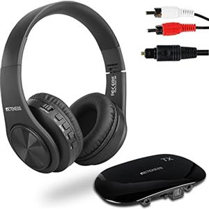 Retekess TA005 Cuffie Wireless per TV,Cuffie Wireless per Ascolto TV con Trasmettitore,Batteria Ricaricabile Integrata,Supporta Ingresso Stereo,AUX e RCA,Alto Volume per Anziani