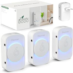 Dayear Purificatore d'aria, Dayear Mini Air Purifier Plug In Negative Ion Air Purifier for Home/Bedroom,3 modalità di illuminazione a LED,Purify Smell, adatto per servizi igienici, Living Room/Pet Room/3 pz