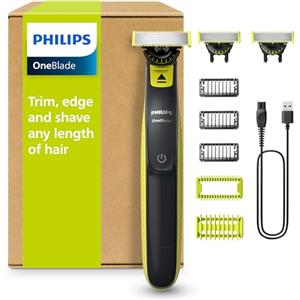 Philips OneBlade 360 Autentico Regolabarba Elettrico per Viso e Corpo, Rasoio e Spazzola, 3x 360 Lame, 3x Pettine per Barba (1,3,5 mm), 1x Kit per il Corpo, QP2824/31