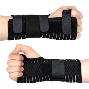 Actesso Stecca da Polso Traspirante Con Cinghia Di Mantenimento - Tutore Polso Per Tunnel Carpale, Fratture, Distorsioni, Tendinite (Nero, S, Destro)