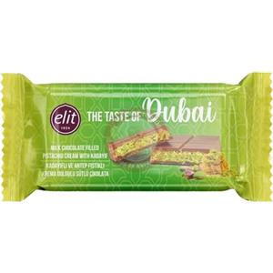 Generico Elit Dubai Chocolate, Barretta di cioccolato Dubai con cioccolato al latte, pistacchio e Kadayif (1 x 90gr)