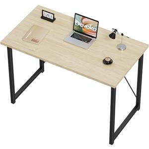 Devoko Scrivania per Computer 100 x 50 x 75 cm, Scrivania Piccola, Scrivania PC da Ufficio, Scrivania salvaspazio per Studio, Camera da Letto,Stile Industriale, Struttura in Metallo, Beige