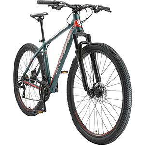 BIKESTAR Hardtail Mountain Bike in alluminio, freni a disco, 29 | Bicicletta MTB telaio 19 cambio Shimano a 21 velocità, sospensioni | Verde Rosso