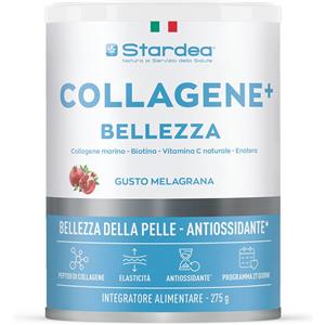 Stardea Collagene Bellezza - Integratore in Polvere con Collagene Marino, Acido Ialuronico e Vitamina C, Gusto Melagrana, 275g