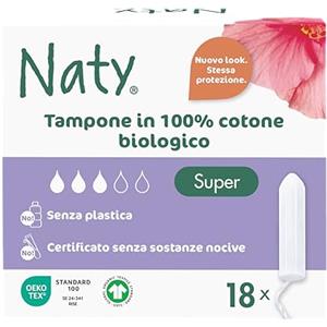 Naty Eco By Naty, Assorbenti Interni digitale, Super, 18 assorbenti interni. Realizzati con fibre vegetali e vegani. 0% di plastica.