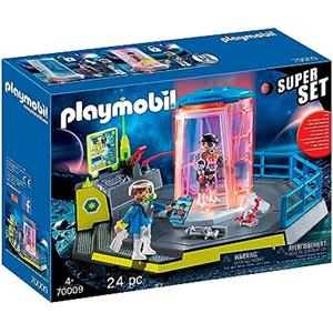 PLAYMOBIL 70009 Prigione Spaziale con Sistema di Sicurezza a Luci LED e 2 Figure - Set da Gioco per Bambini dai 4 Anni