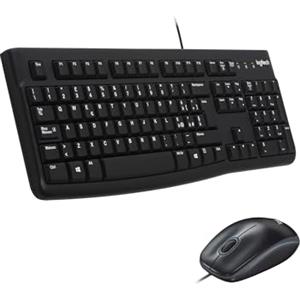 Logitech MK120 Combo Tastiera e Mouse con Filo per Windows, Mouse Ottico Cablato, Tastiera di Dimensioni Standard, USB Plug-and-Play, Compatibile con PC, Laptop, Layout Italiano QWERTY - Nero