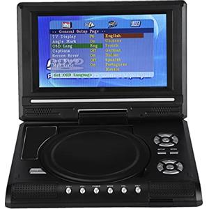 Annadue Lettore DVD Portatile da 7 Pollici con Schermo Girevole, Batteria Ricaricabile, Caricabatteria per Auto, Gamepad, Supporta più Formati e Funzione TV (Spina UE)