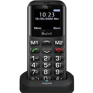 Beghelli - Telefono Salvalavita SLV11 per Anziani, gsm con Tasto SOS, Chiamata Rapida, Grandi Tasti, Volume Alto, Display 1.77, Dual SIM, Facile da Usare, Leggero, Multifunzione