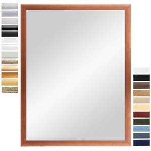 PrimeLuxe Specchio da parete 60 x 90 cm (dimensioni esterne) in rame marrone, colore e dimensioni a scelta, specchio per il bagno e il corridoio, con cornice in legno, prodotto in Germania