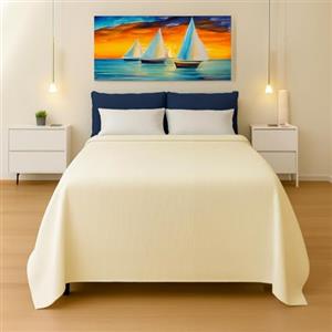 Byour3 - Copriletto Matrimoniale - Misto Cotone Jacquard Telo Arredo Letto Singolo Piazza e Mezza ARTIGIANALE Anallergico Coperta Copritutto Granfoulard Multiuso Lavabile (Ottoman Avorio, Singolo)