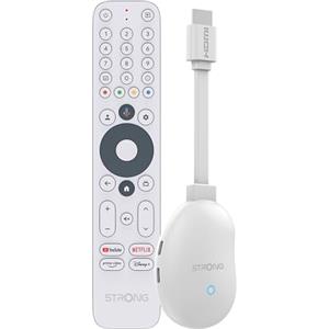STRONG - Box Streaming Android TV 4K UHD - Leap-Neve - Chiavetta HDMI Google TV - Wifi 6 1200 Mbps - Chromecast integrato - Compatibile con Assistente vocale Google - Dolby Vision-Atmos - Bianco