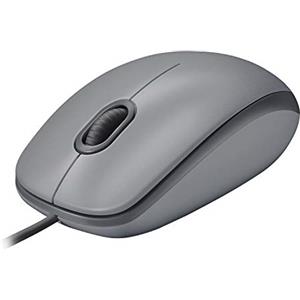 Logitech M110 Mouse USB cablato, pulsanti silenziosi, design confortevole per l'uso a grandezza naturale, PC / Mac / Laptop ambidestro - Grigio