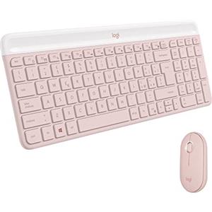 Logitech MK470 Slim Kit Tastiera e Mouse Wireless - Layout Compatto, Ultra Silenzioso, Ricevitore USB a 2,4 GHz, Connettività Plug n' Play, Compatibile con Windows, , Italiano QWERTY - Rosa