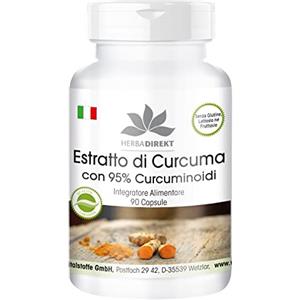 herba direkt Curcumina 500mg plus 95% e piperina - BioPerine® - Sostanza pura - 90 capsule | HERBADIREKT by Warnke Vitalstoffe - Qualità da farmacia tedesca