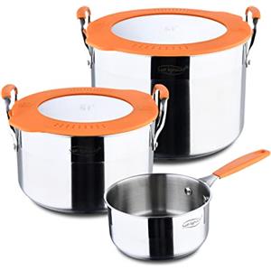 San Ignacio Compact - Game completo di pentole in acciaio inossidabile - Batteria da cucina a 5 parti - 2 20 e 24 cm con coperchio - 1 Pan - per tutti i tipi di incendi