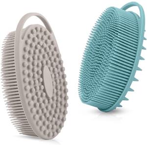 RamPula Set di 3 spugnette esfolianti in silicone a doppio lato, per doccia, morbide, esfolianti, per bagno, doccia, facili da pulire, per bambini, donne, uomini, tutti i tipi di pelle