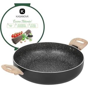 KASANOVA tegame antiaderente 28 cm Black Stone, tegame per induzione, con coperchio, rivestimento antiaderente indistruttibile a 3 strati