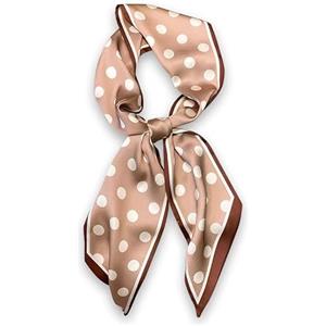 GIMIRO Sciarpa in seta satinata, 148 x 13,5 cm, cravatta a doppio strato, per blazer, cappotto, abito, 27# Pattern-c Light Coffee / White Big Polka Dot, 148cm x 13,5cm