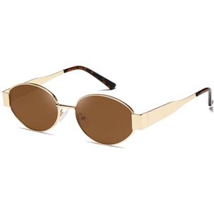 kimorn Retro Occhiali da Sole Ovali per Donna Uomo Trendy Occhiali Da Sole Classic Shades UV400 Protezione K1653 (Oro/Marrone)