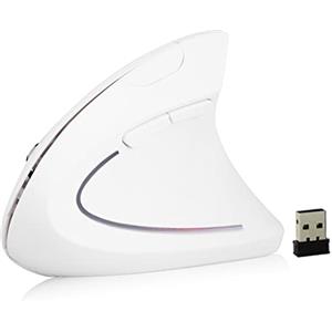 Topiky Wireless Mouse Verticale, mouse da gioco verticale ergonomico senza fili a 1600GPI da 2,4 GHz senza ritardo per PC/laptop/desktop(White)