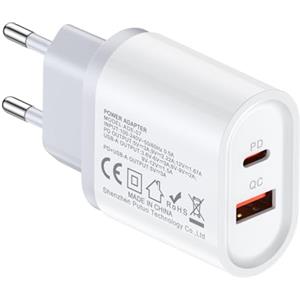 Ouorkee Caricatore USB, 20W Presa Rapida USB PD & QC3.0 Multiplo Carica Spina Cellulare Alimentatore Ricarica Adattatore per iPhone 16/15/14/13/12/11,Samsung S25 S24 S23 S22 S21 S20 A55 A35 A54 A25 Z Flip 6