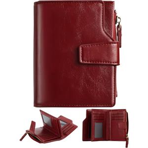 GSG SINCE 1998 Portafogli da Donna in Pelle RFID Bi-fold Portamonete con Tasca Portamonete con Cerniera Rosso