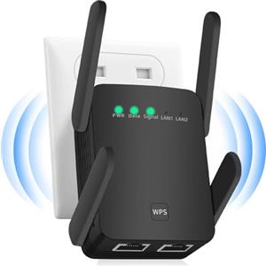 CINAMON Amplificatore WLAN, ripetitore WLAN da 1200 m, ripetitore WiFi Dual Band Ultraxtendex con connessione LAN, WPS, router WiFi standard 99%, compatibile con Alexa, copre fino a 9200Sq.ft e 45 dispositivi