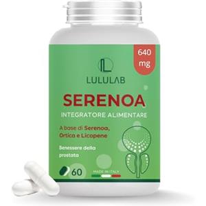 LULULAB Serenoa Repens Prostata Uomo - Integratore con Ortica e Licopene, Saw Palmetto Alta Concentrazione, 60 Capsule Made in Italy - Supporto Benessere Prostata e Vie Urinarie - Lululab®