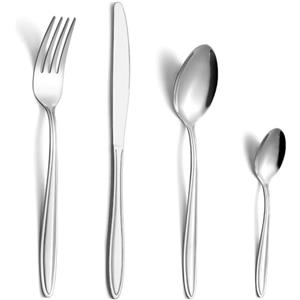 Gifcomda Set di posate in acciaio inox, 24 pezzi, per 6 persone, con coltello, forchetta, cucchiaio, lavabile in lavastoviglie