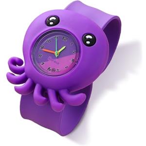 HORACE for Kids - Orologio per bambini e bambine, simpatici animali colorati, cinturino regolabile e pieghevole, batteria di ricambio (Il Polpo)