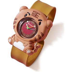 HORACE for Kids - Orologio per bambini e bambine, simpatici animali colorati, cinturino regolabile e pieghevole, batteria di ricambio (La Tigre)