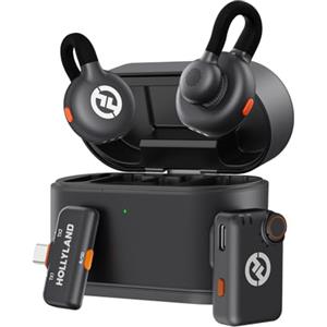 HollyView Hollyland Lark M2S Mini Combo (Camera RX+Type-C RX) Microfono wireless per fotocamera/iPhone/Android/laptop, leggero da 7 g, clip in titanio, portata 300 m, creatori di contenuti, insegnamento online