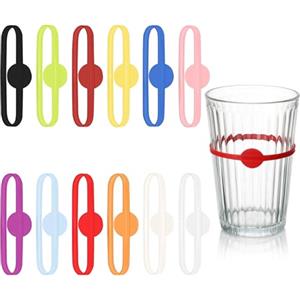 JINTANG Segnabicchieri Silicone,12pcs segna bicchieri calici,Riutilizzabili Identificatore del Bicchiere di Vino colorati,per vino vetro bottiglia tazza bere vetro cocktail bar party decorazione