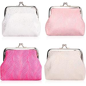 Oyachic 4 Packs Willow Portamonete Kiss Lock Coin Purse Piccolo Portafoglio Chiusura Pochette Retrò Portafogli per Donna Ragazza