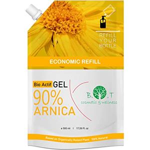 B.O.T cosmetic & wellness Arnica Gel Forte Concentrato Pomata Arnica Cavalli e Uso Umano Extra Forte 100% Naturale Gel Massaggio Muscolare Sportiva, Circolazione Gambe - Formato Risparmio da 500 ml